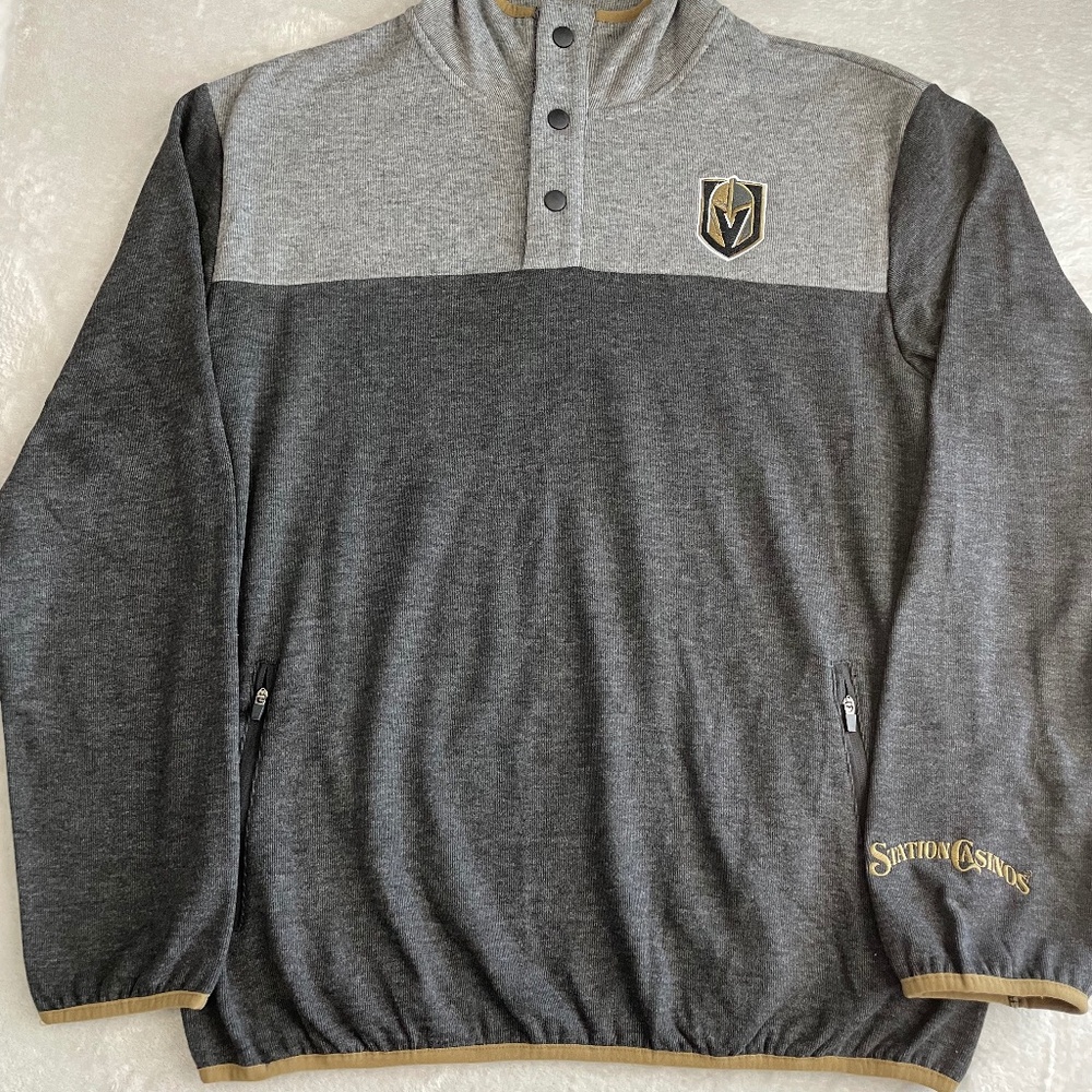Las Vegas Golden Knights Station Casinos Sweatshirt 1/4 Button Snap Adult Large